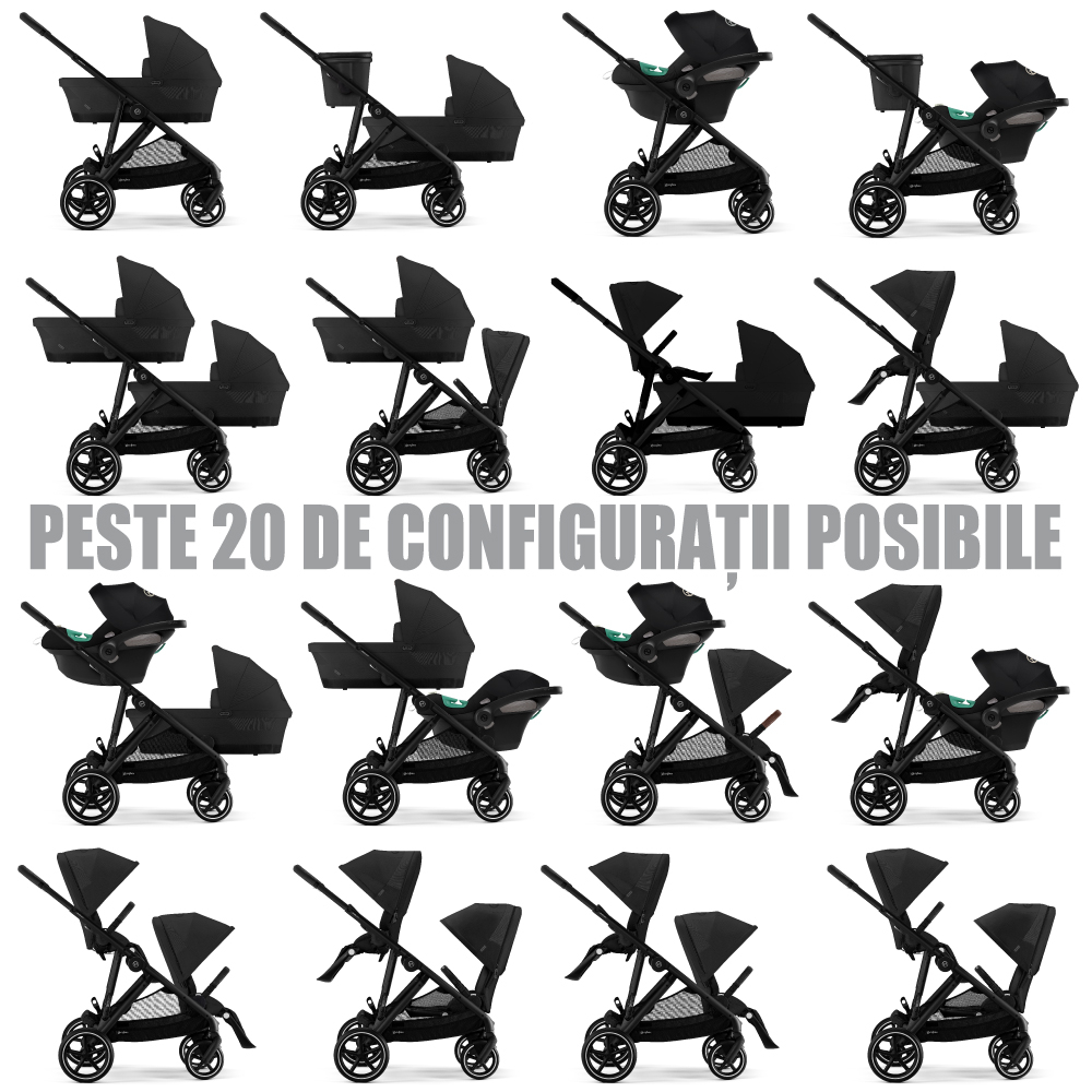 Carucior gemeni Cybex Gazelle S Black/Moon Black [7]