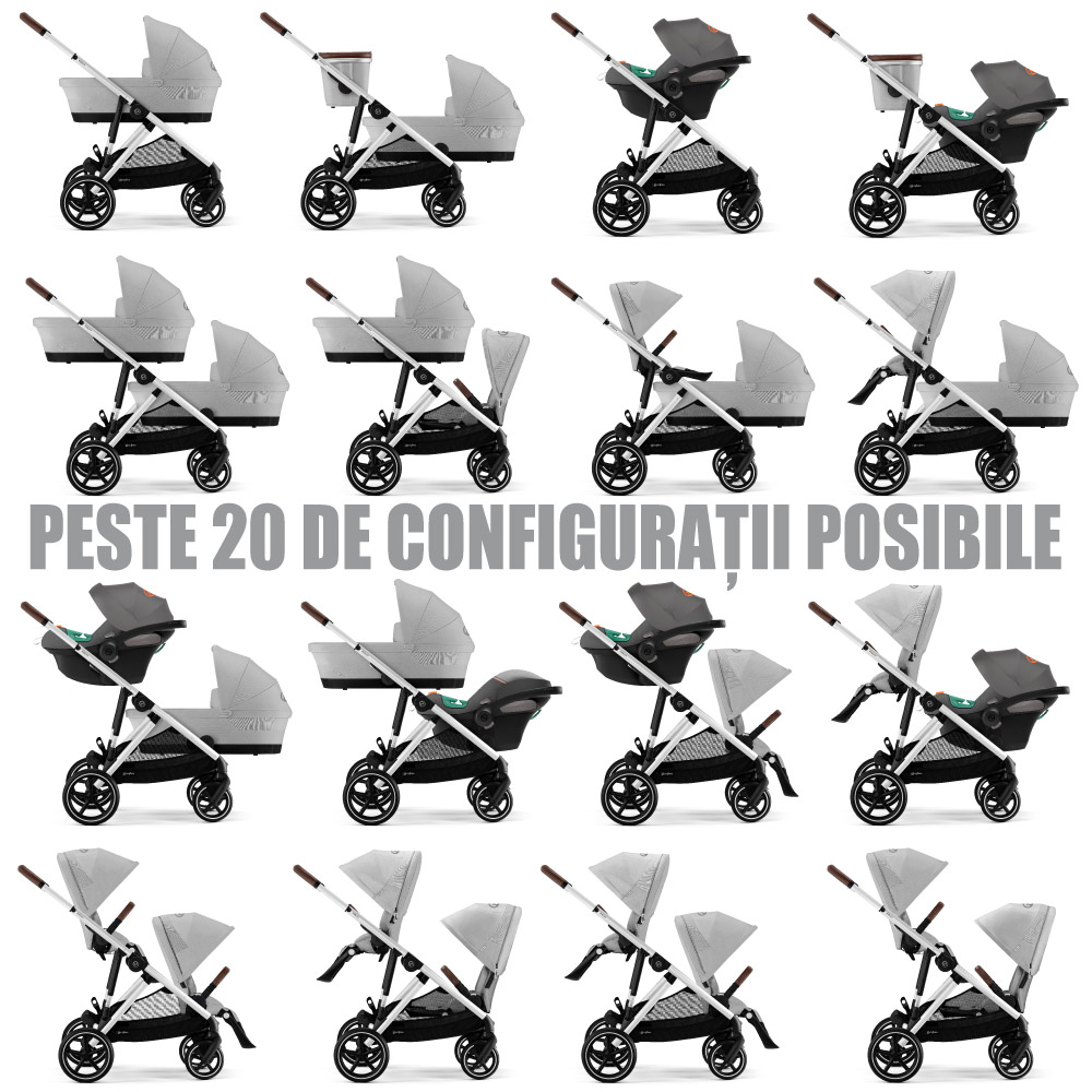 Carucior gemeni Cybex Gazelle S Silver/Stone Grey cu Scoici Auto Cloud G i-Size Plus [7]