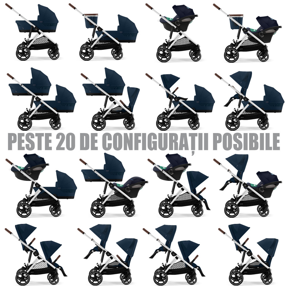 Carucior gemeni Cybex Gazelle S Silver/Ocean Blue cu Scoici Auto Cloud G i-Size Plus [7]