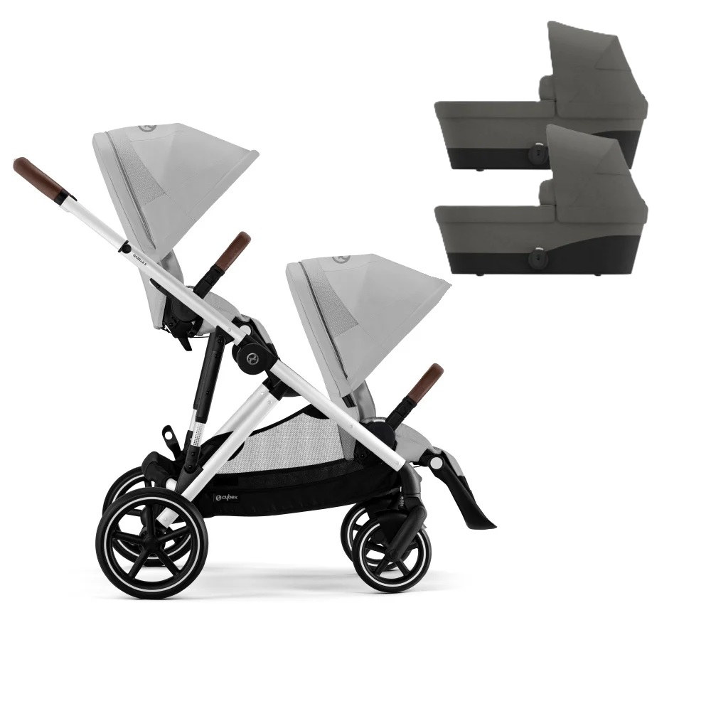 Pachet Carucior gemeni Cybex Gazelle S Silver Stone Grey Soho Grey