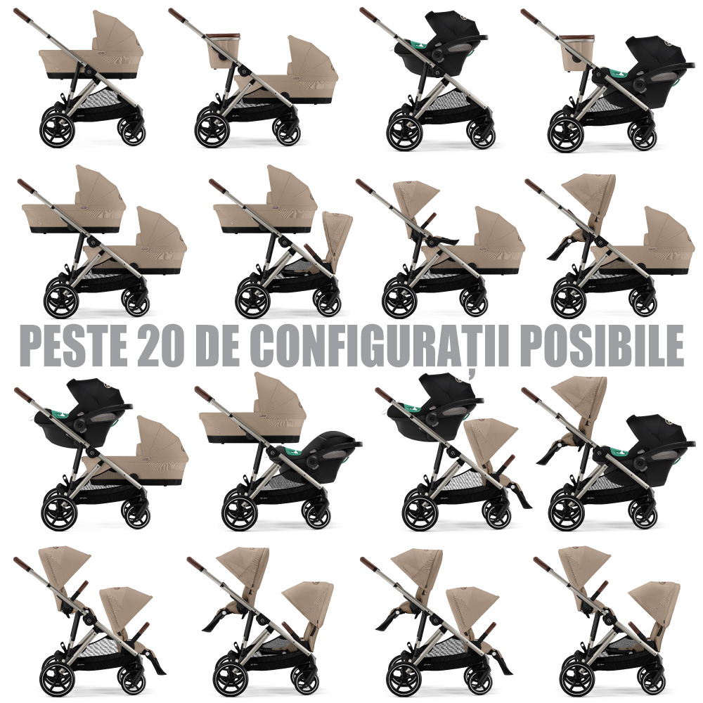 Carucior gemeni Cybex Gazelle S Taupe/Almond Beige cu Scoici Auto Cloud G i-Size Plus [7]