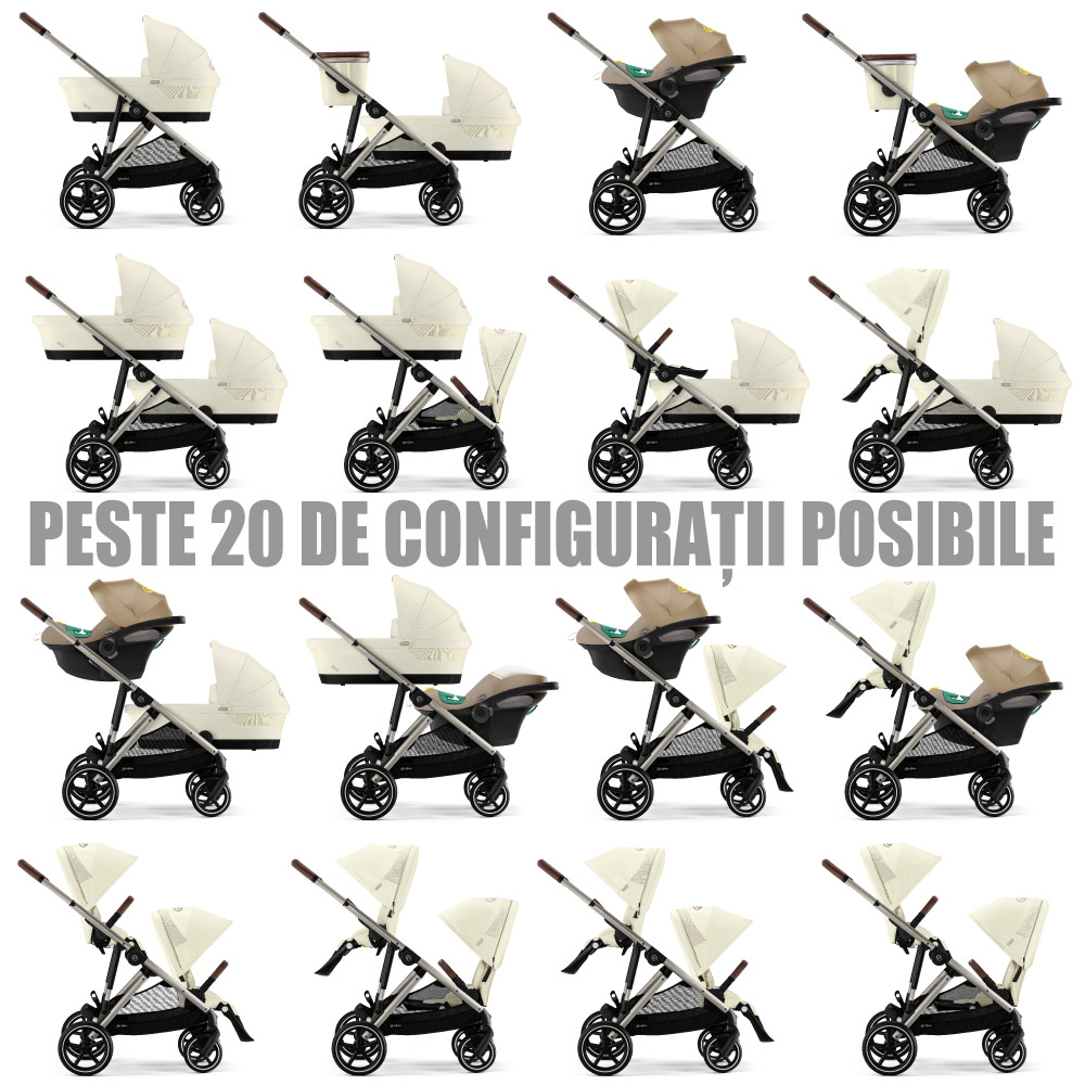 Carucior gemeni Cybex Gazelle S Taupe/Seashell Beige cu Scoici Auto Cloud G i-Size Plus [7]