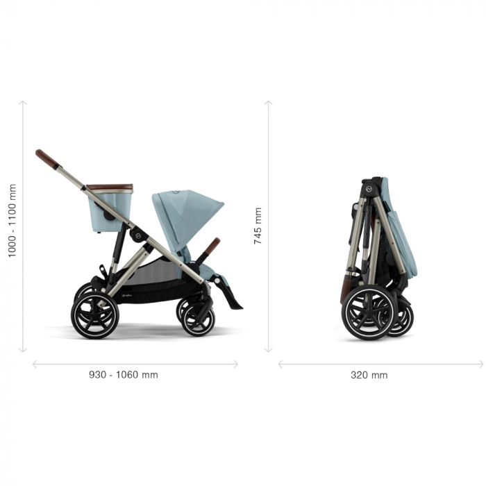 Carucior gemeni Cybex Gazelle S Taupe/Stormy Blue cu Scoici Auto Cloud G i-Size Plus [6]