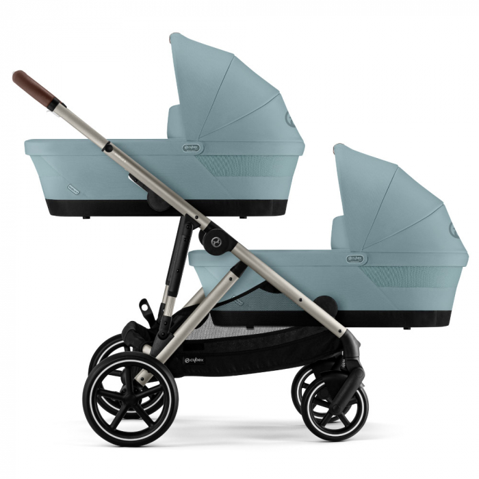 Carucior gemeni Cybex Gazelle S Taupe/Stormy Blue cu Scoici Auto Cloud G i-Size Plus [2]