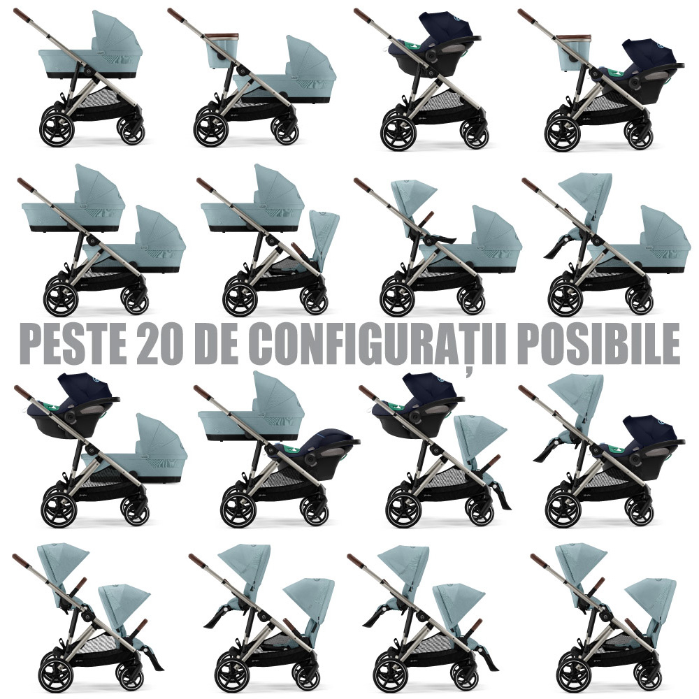 Carucior Gemeni Cybex Gazelle S Taupe/Sky Blue cu scoici auto Cloud G i-Size Plus [7]