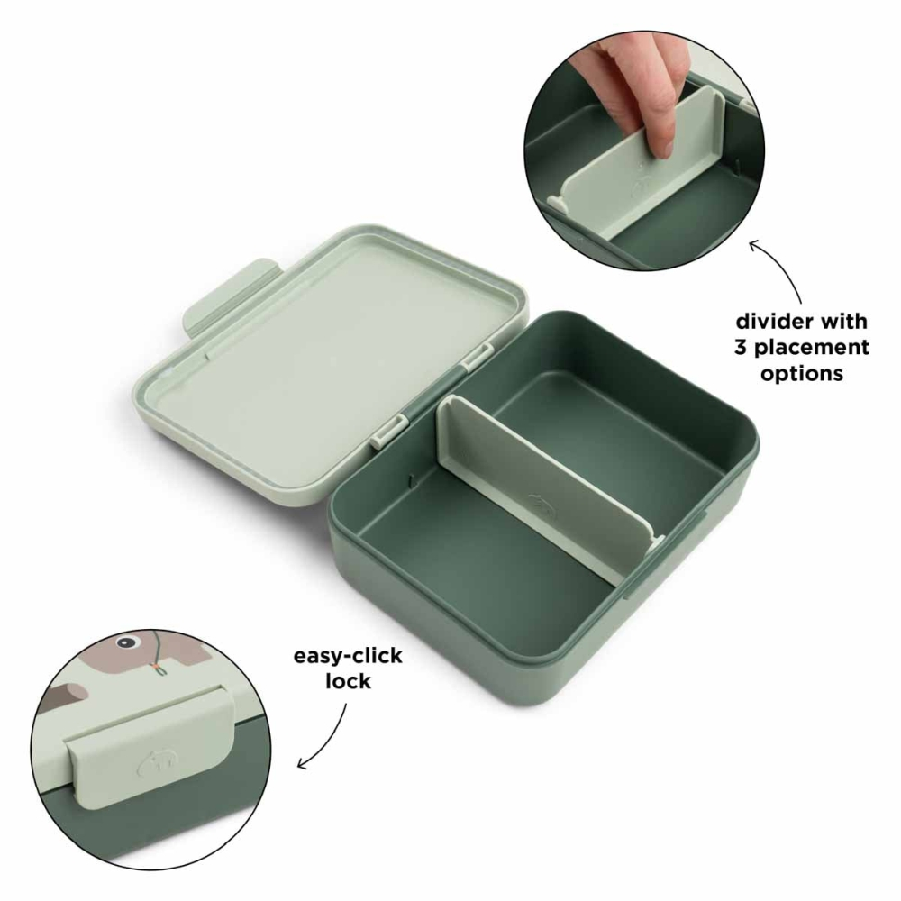 Caserola pentru pranz Done by Deer cu divizor Tiny Trails Green [3]