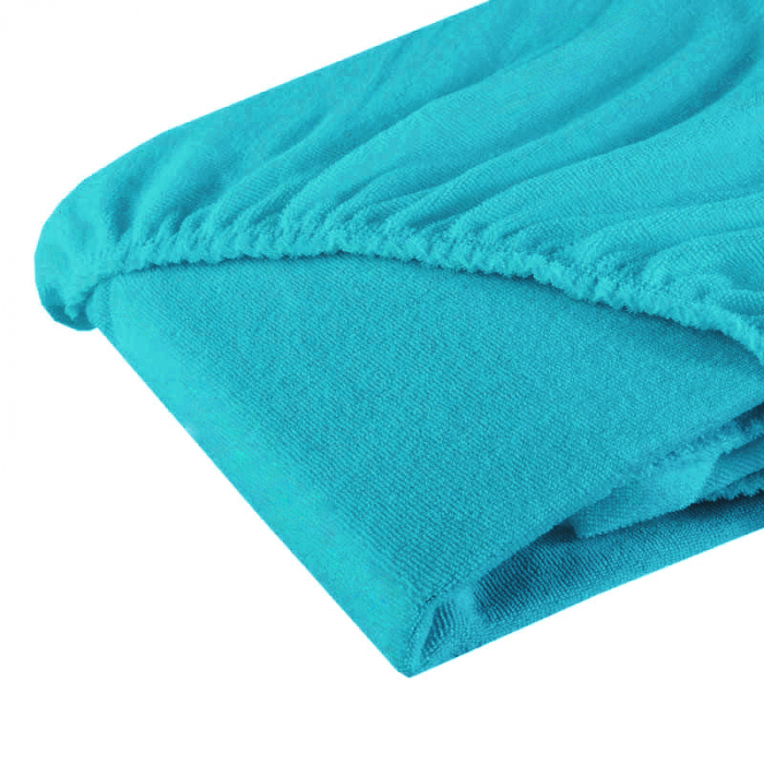 Cearsaf Fiki Miki cu elastic din frotir Bumbac turcoaz 120/60 cm [2]