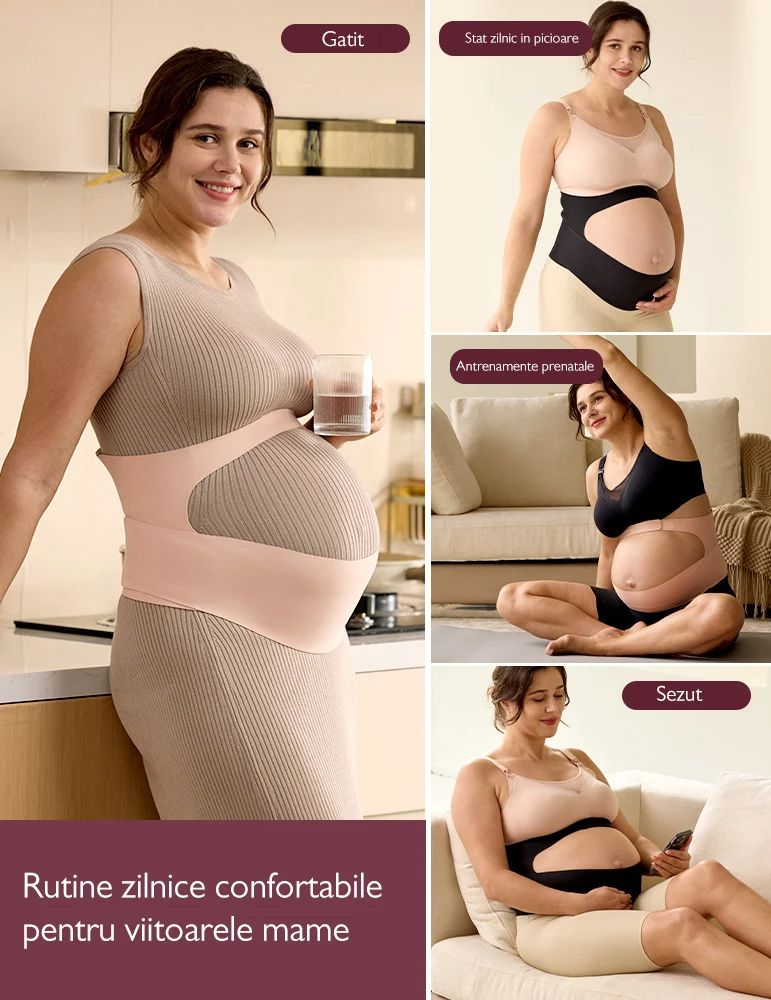 Centura gravide Momcozy pentru sustinerea greutatii abdominale Black XL [4]