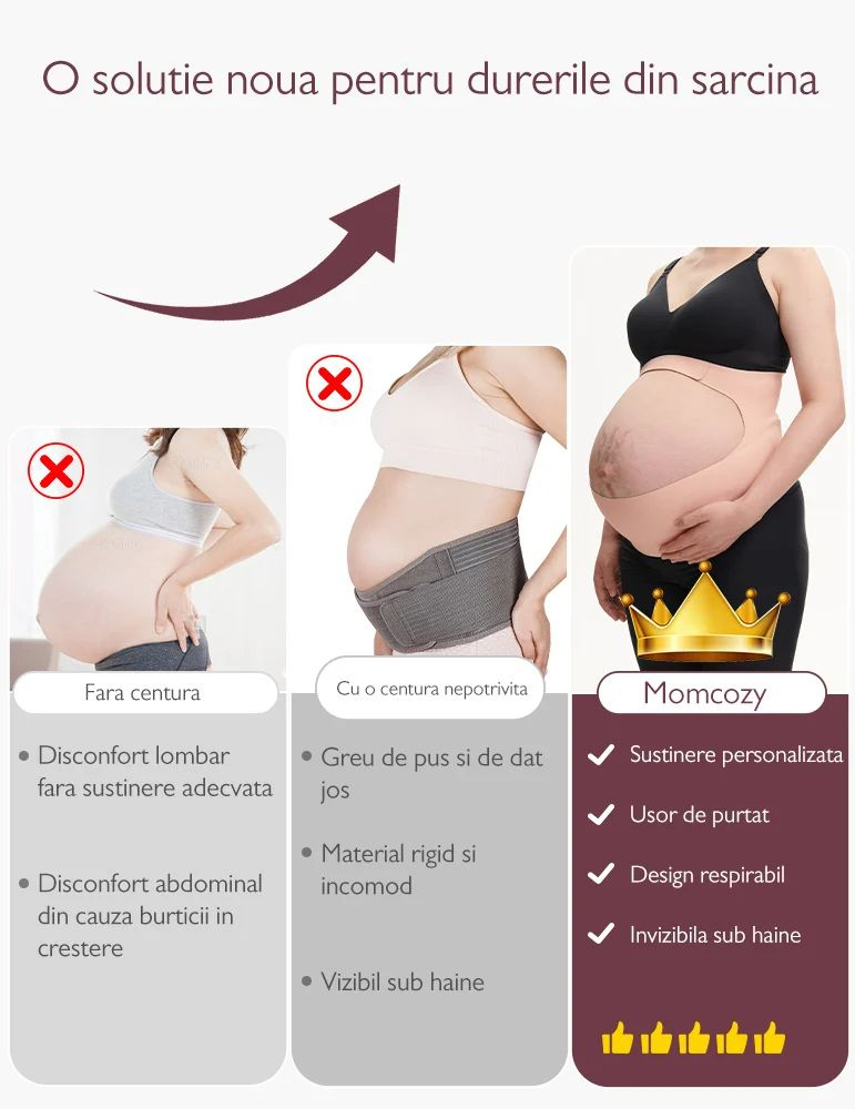 Centura gravide Momcozy pentru sustinerea greutatii abdominale Black XL [7]