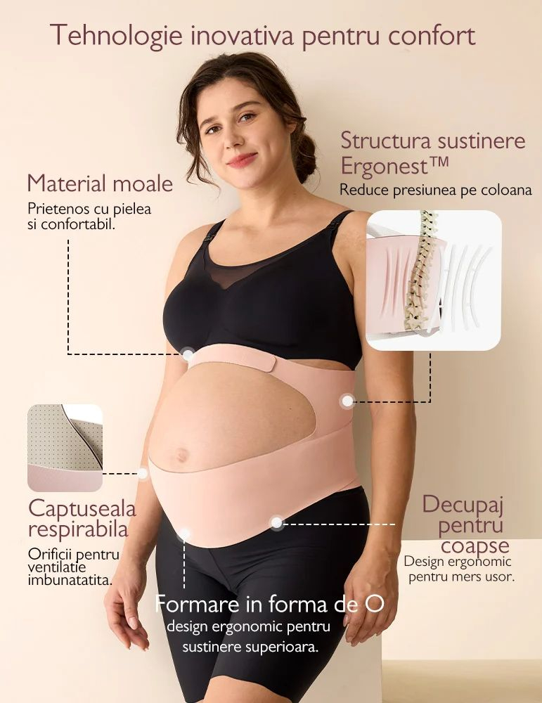 Centura gravide Momcozy pentru sustinerea greutatii abdominale Black XL [3]