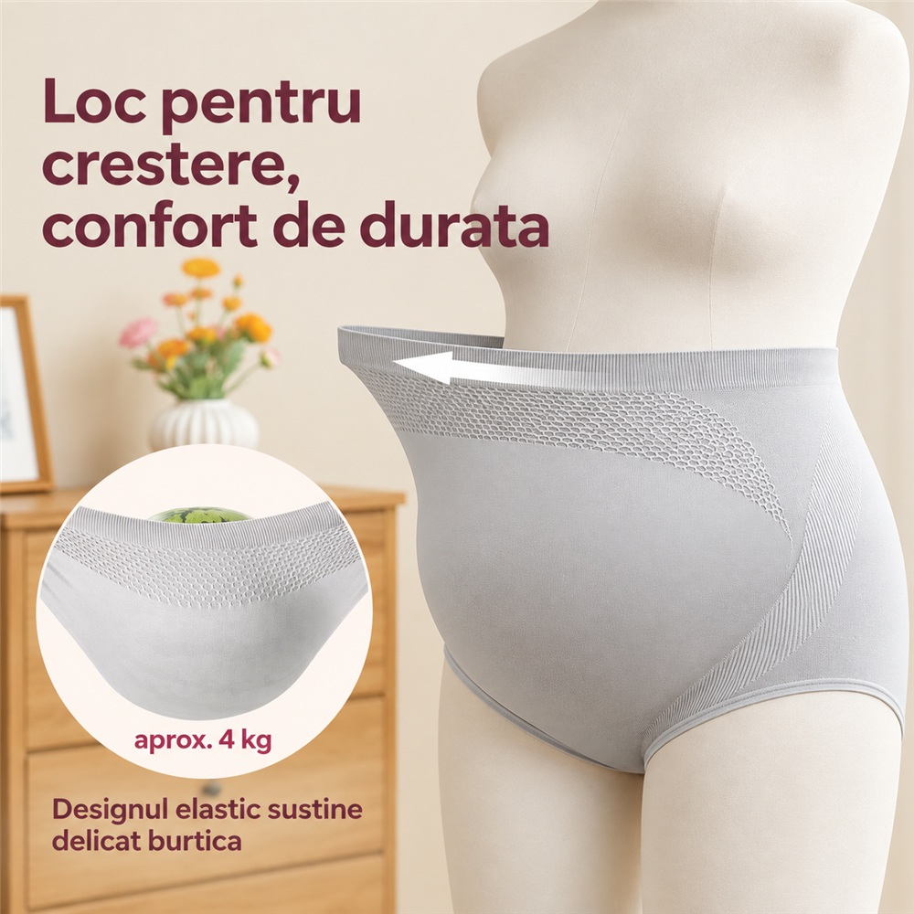 Chiloti maternitate talie inalta Momcozy set 3 bucati L [3]