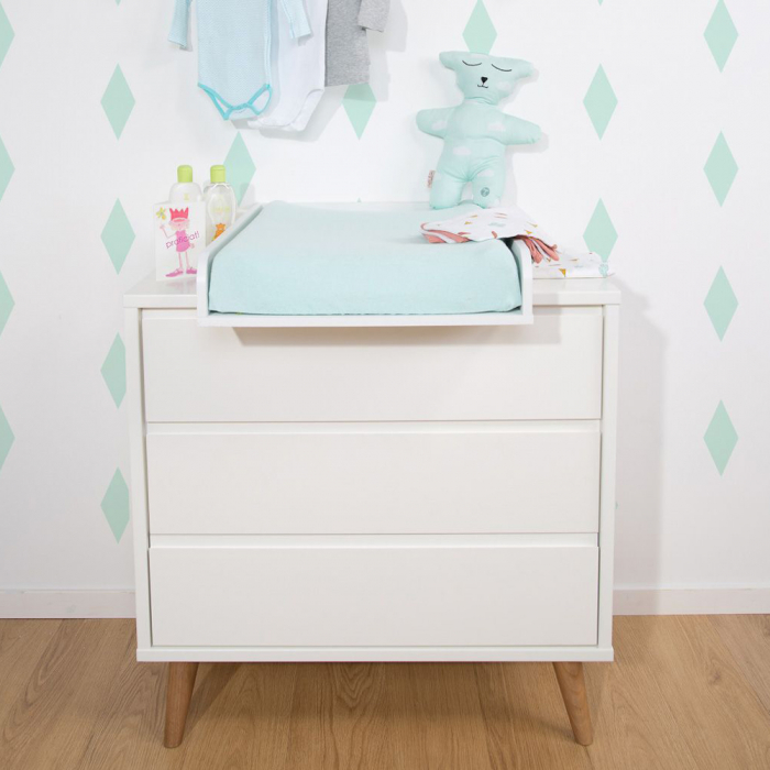 Comoda Childhome Retro Rio 90x50x90 cm cu masa de infasat, MDF Alb [3]