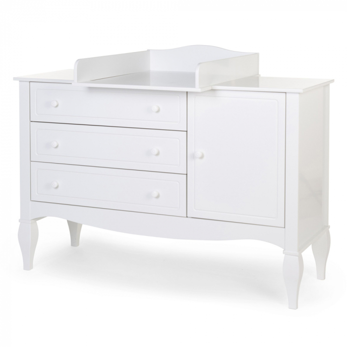 Comoda Childhome Romantic 136.8x73.3x103.4 cm cu masa de infasat, MDF Alb [3]