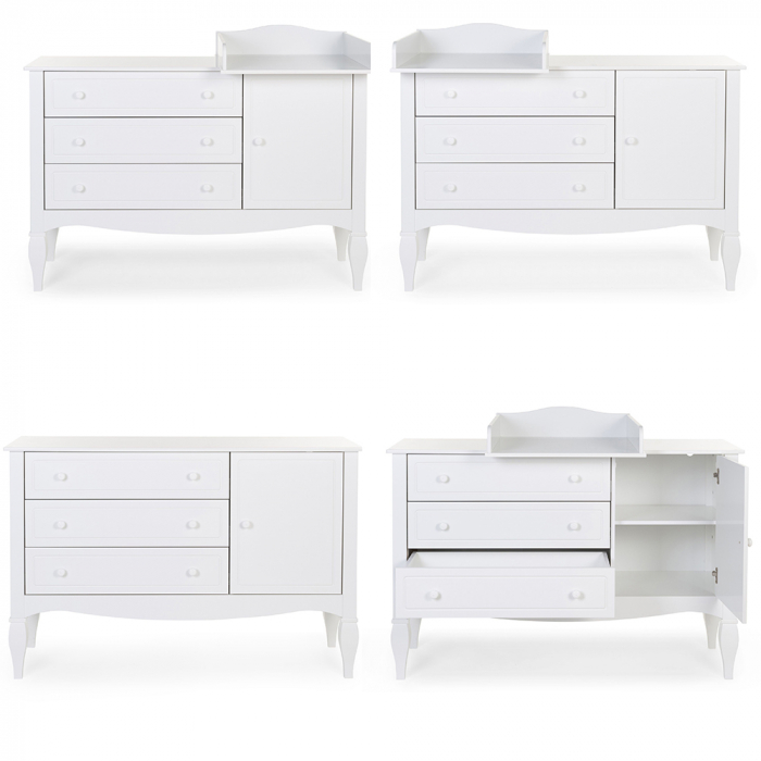 Comoda Childhome Romantic 136.8x73.3x103.4 cm cu masa de infasat, MDF Alb [2]