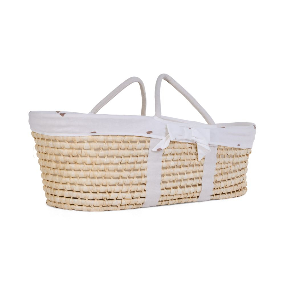 Cos bebe Childhome Moise din coji de porumb cu saltea, Husa Jerse cu Inimioare [2]