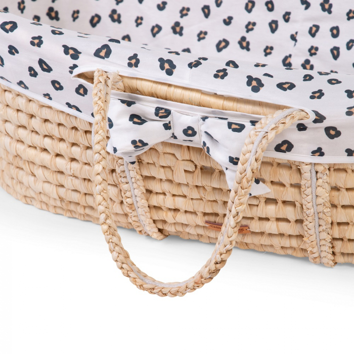Cos bebe Childhome Moise din coji de porumb cu saltea, Husa Jerse Leopard [3]