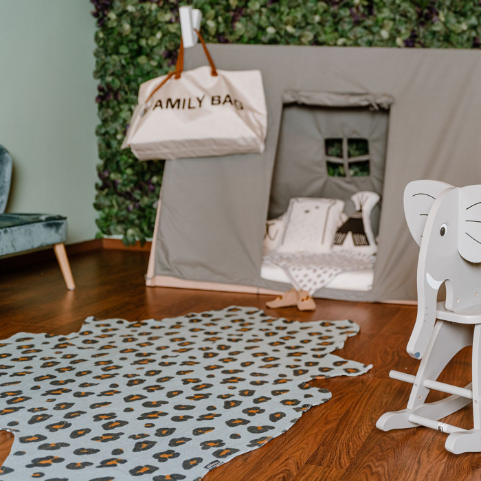 Covor Bumbac Childhome 145x160 cm, Leopard Albastru [3]