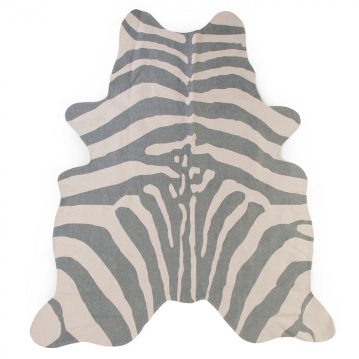 Covor Bumbac Childhome 145x160 cm, Zebra Gri - Resigilat