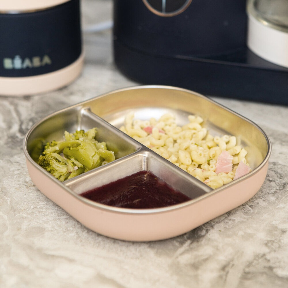 Farfurie compartimentata din inox Beaba compatibila microunde Cotton Candy [4]