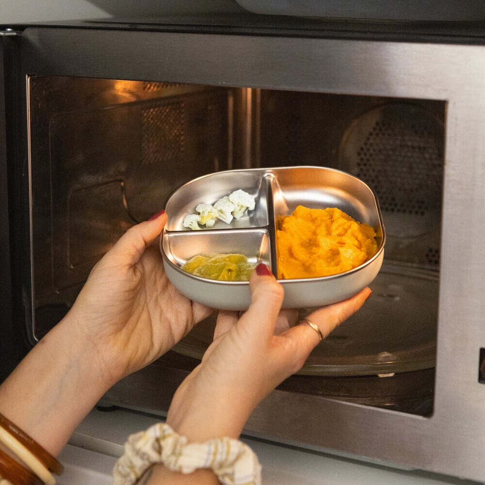 Farfurie compartimentata din inox Beaba compatibila microunde Cotton Candy [2]