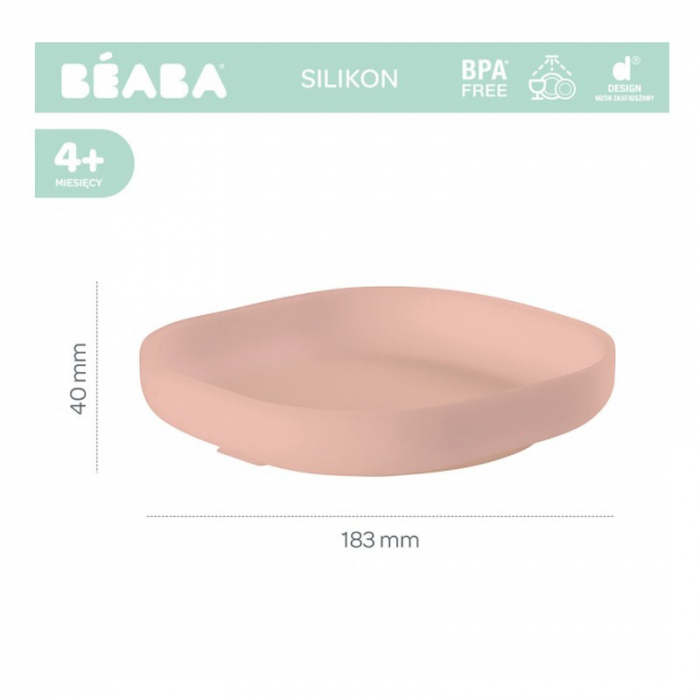 Farfurie silicon cu ventuza Beaba Light Pink [3]