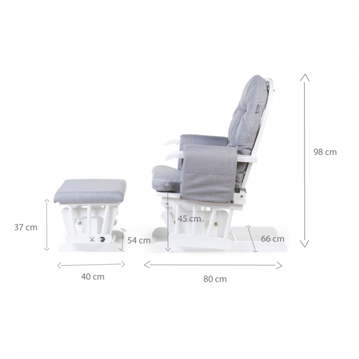 Fotoliu de alaptare Childhome cu suport pentru picioare, Gri [5]