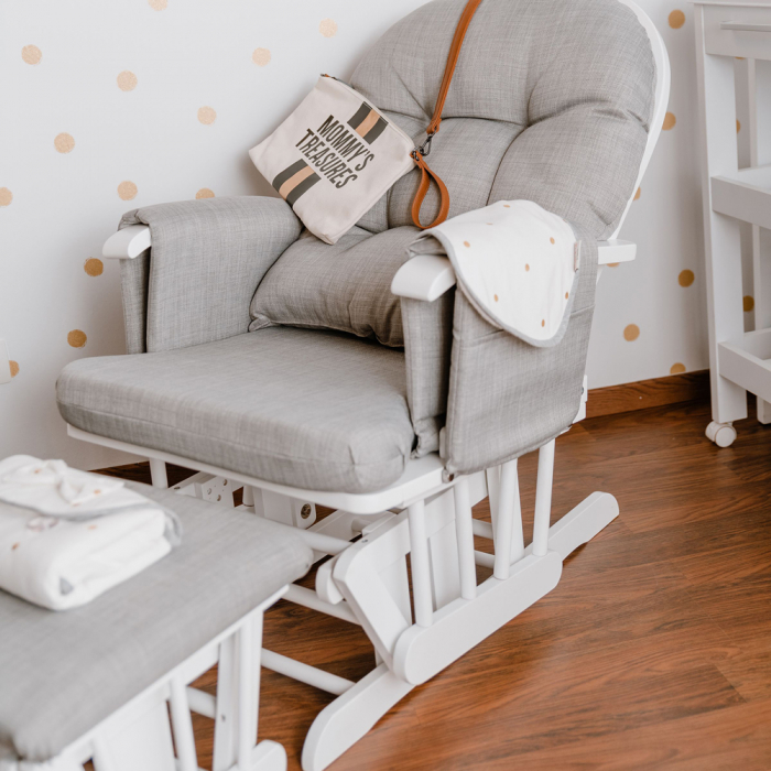 Fotoliu de alaptare Childhome cu suport pentru picioare, Gri [4]