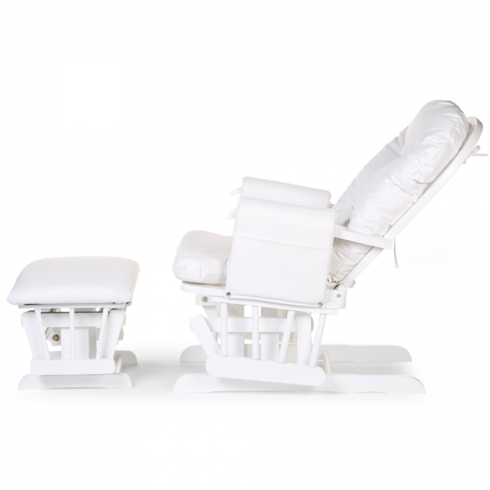 Fotoliu de alaptare Childhome cu suport pentru picioare, piele ecologica, Alb - Resigilat [3]
