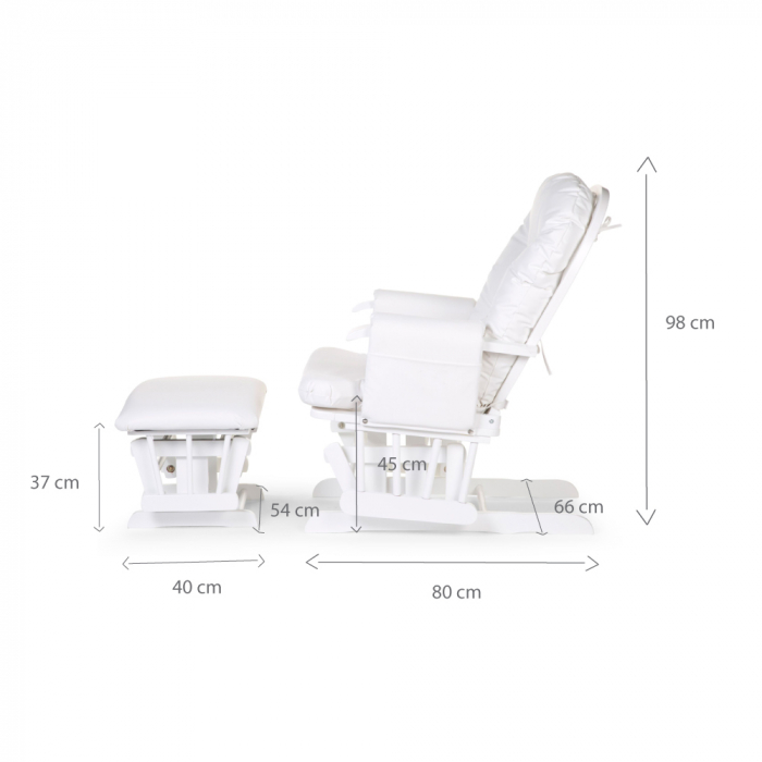 Fotoliu de alaptare Childhome cu suport pentru picioare, piele ecologica, Alb - Resigilat [5]