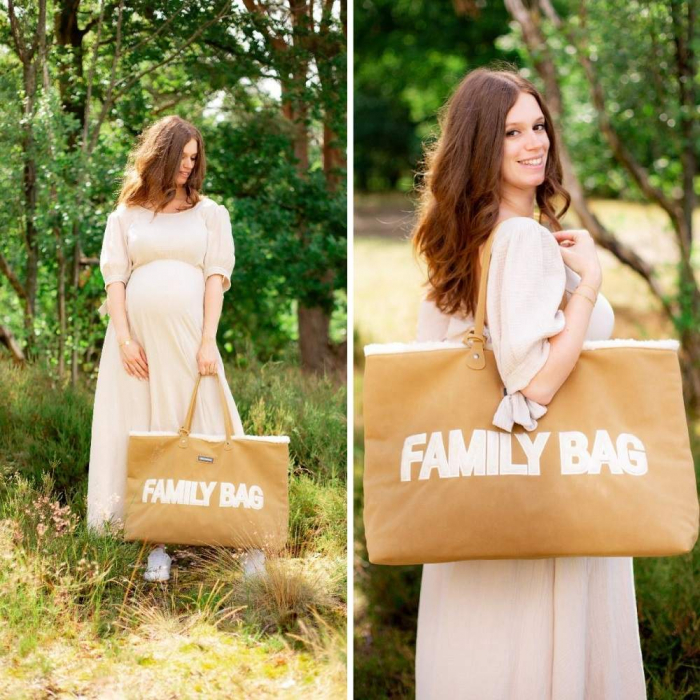 Geanta Childhome Family Bag, aspect piele intoarsa Bej [4]