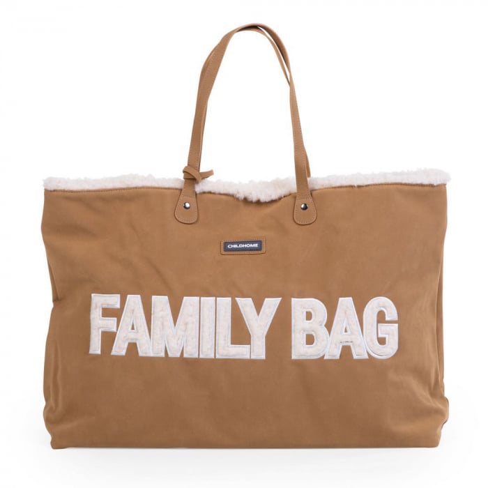 Geanta Childhome Family Bag, aspect piele intoarsa Bej - Resigilat