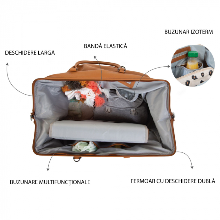 Geanta de infasat Childhome Mommy Bag piele ecologica Maro [6]