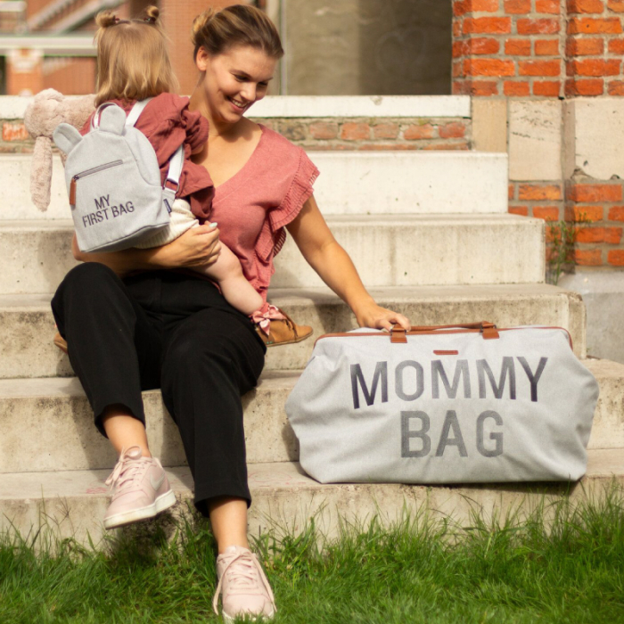 Geanta de infasat Childhome Mommy Bag Panza Oxford Gri [5]