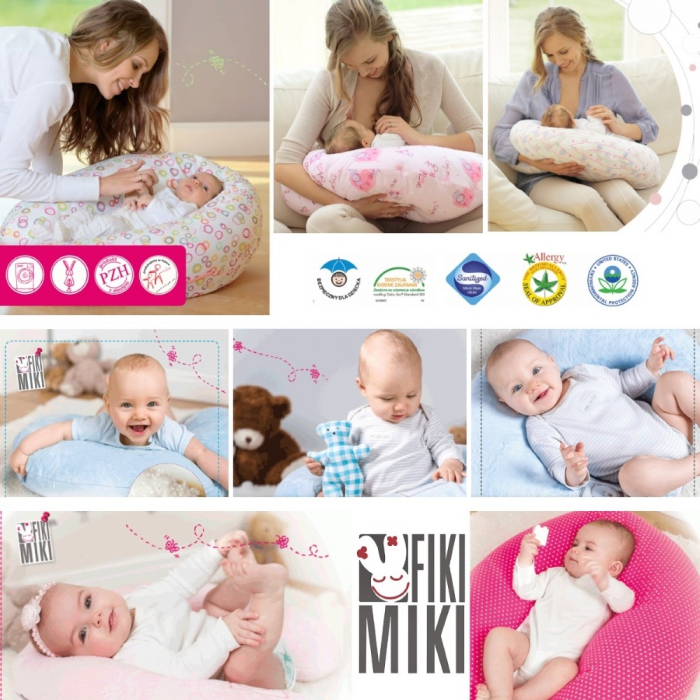 Husa bumbac perna alaptare fiziologica Fiki Miki bej 72cm model ursuleti [2]