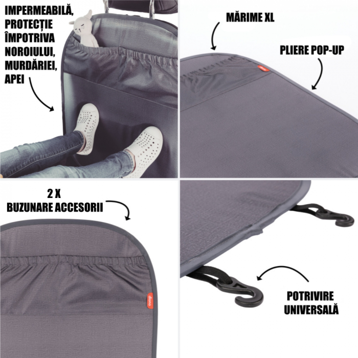 Husa protectie cu organiser spatar scaun Diono Stuff N Scuff XL Gray [2]