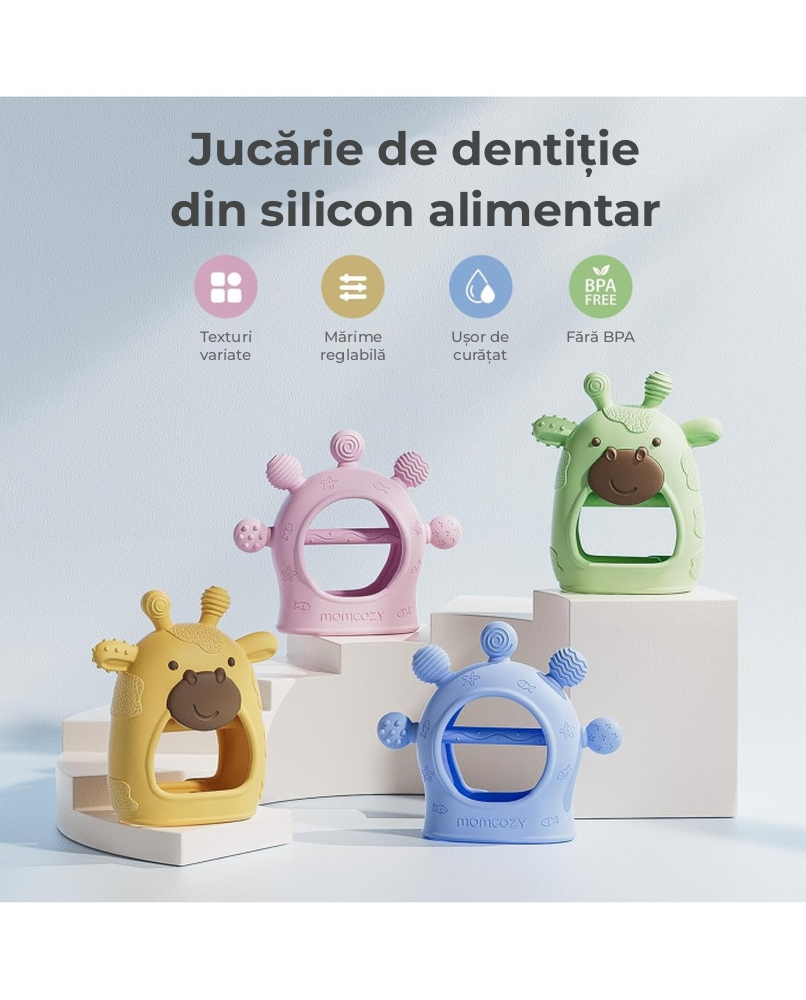 Jucarie dentitie din silicon Momcozy Blue [6]