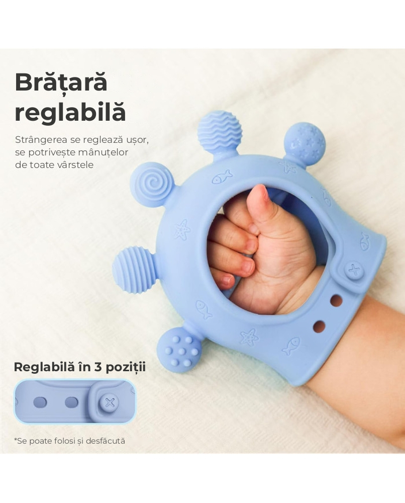 Jucarie dentitie din silicon Momcozy Blue [2]