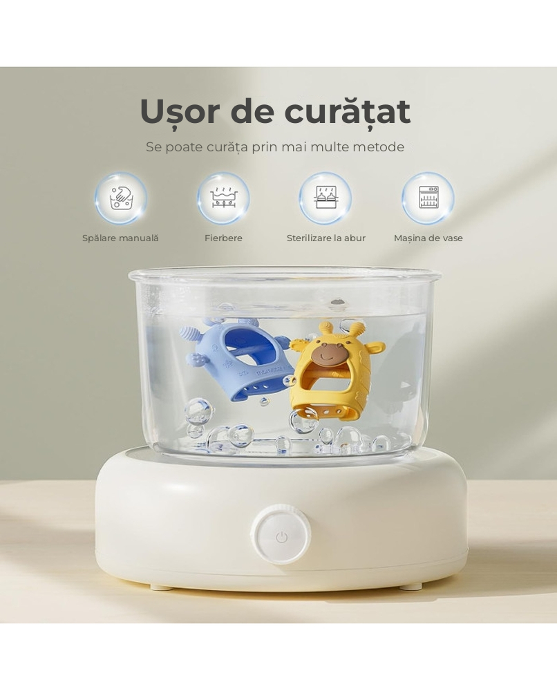 Jucarie dentitie din silicon Momcozy Blue [4]
