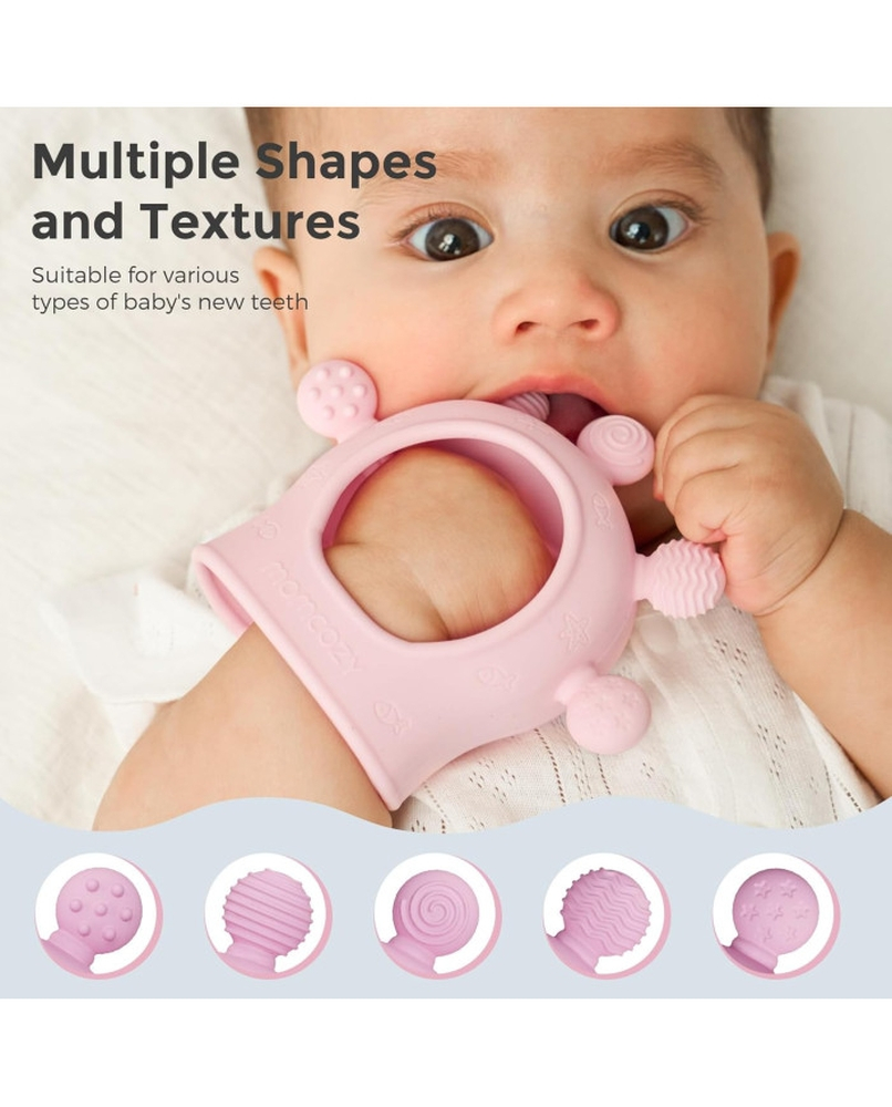 Jucarie dentitie din silicon Momcozy Pink [3]