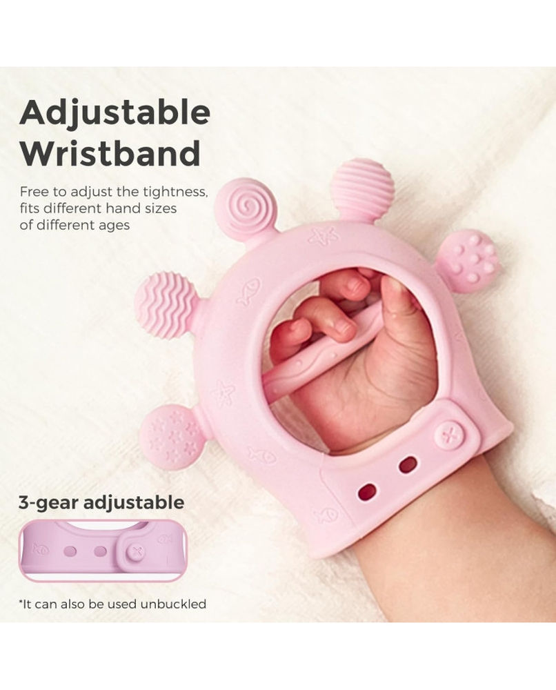 Jucarie dentitie din silicon Momcozy Pink [2]