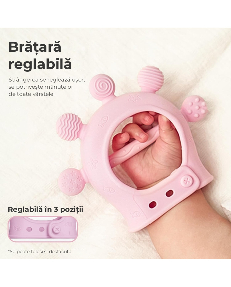 Jucarie dentitie din silicon Momcozy Pink [2]