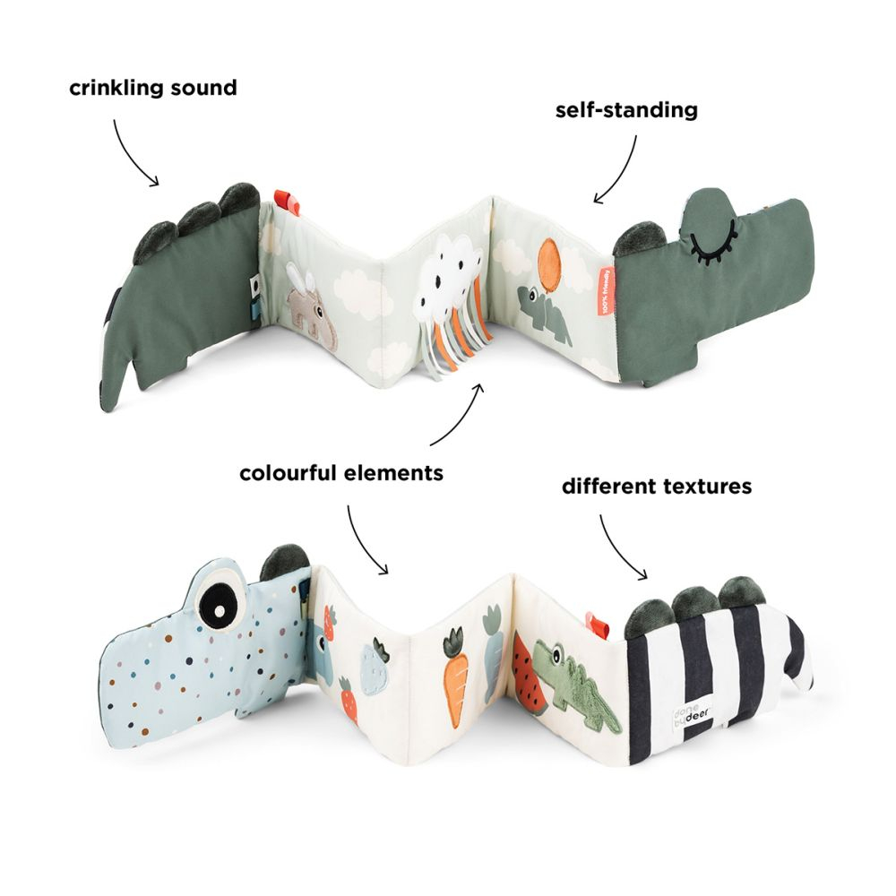 Jucarie senzoriala carticica de plus Fold-Out Done by Deer Croco Green [5]