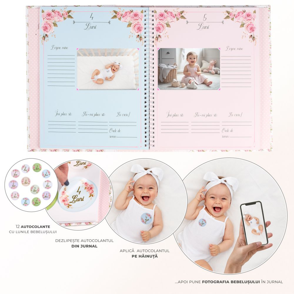 Jurnalul Bebelusului Liplut pentru Fetite - Cadou Personalizat [4]
