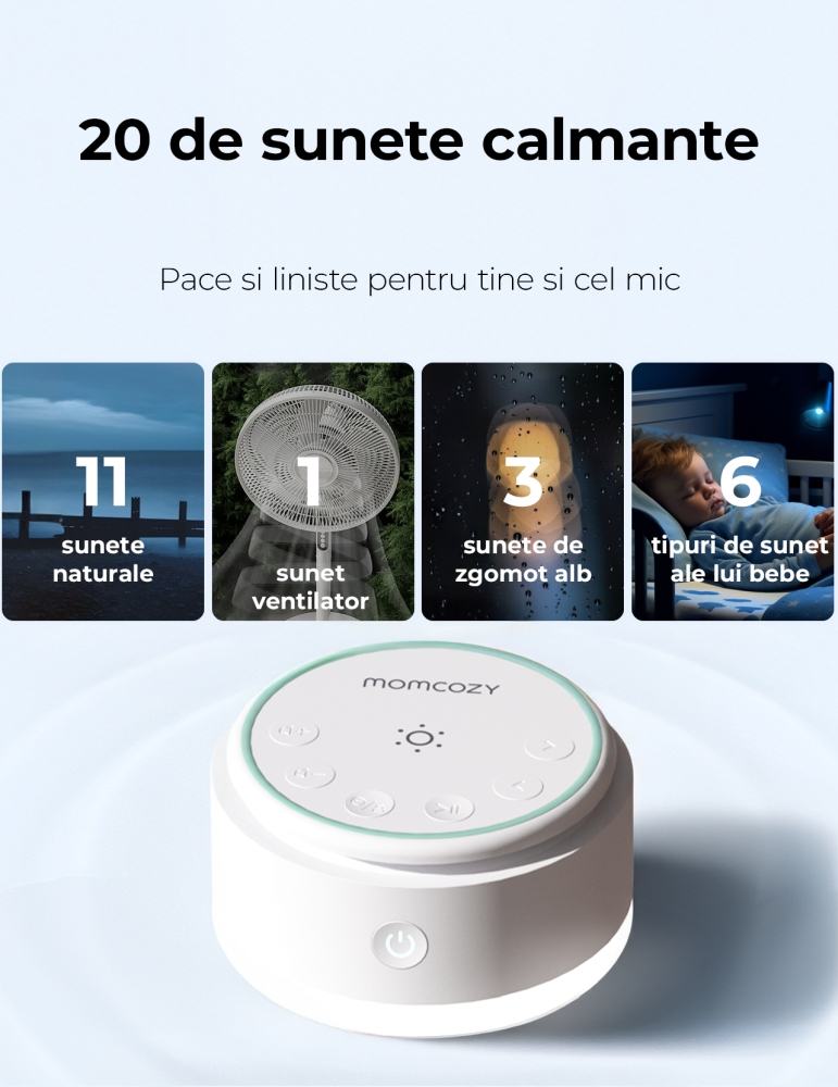 Lampa de veghe portabila Momcozy cu sunete albe cu acumulator si temporizator - Resigilat [5]