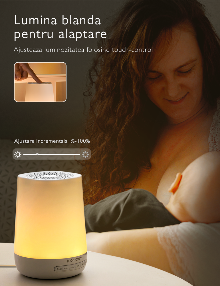 Lampa de veghe Smart Momcozy cu lumina reglabila, sunet si aplicatie [8]
