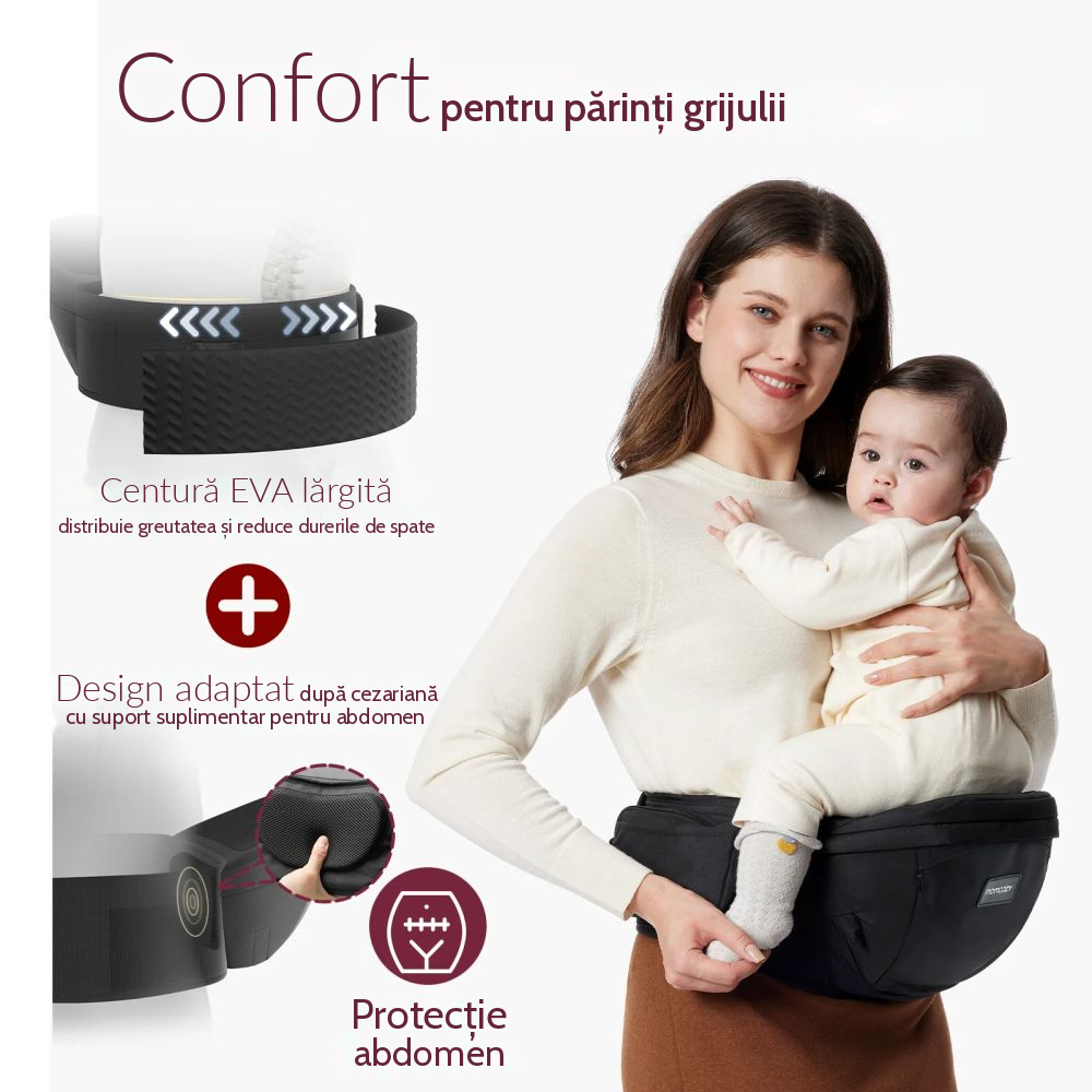 Marsupiu cu scaunel Momcozy M Black, 6 luni+ [7]