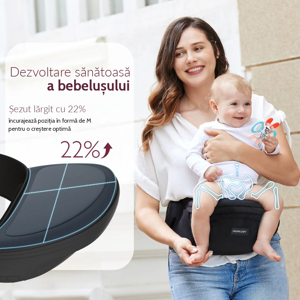 Marsupiu cu scaunel Momcozy M Black, 6 luni+ [2]