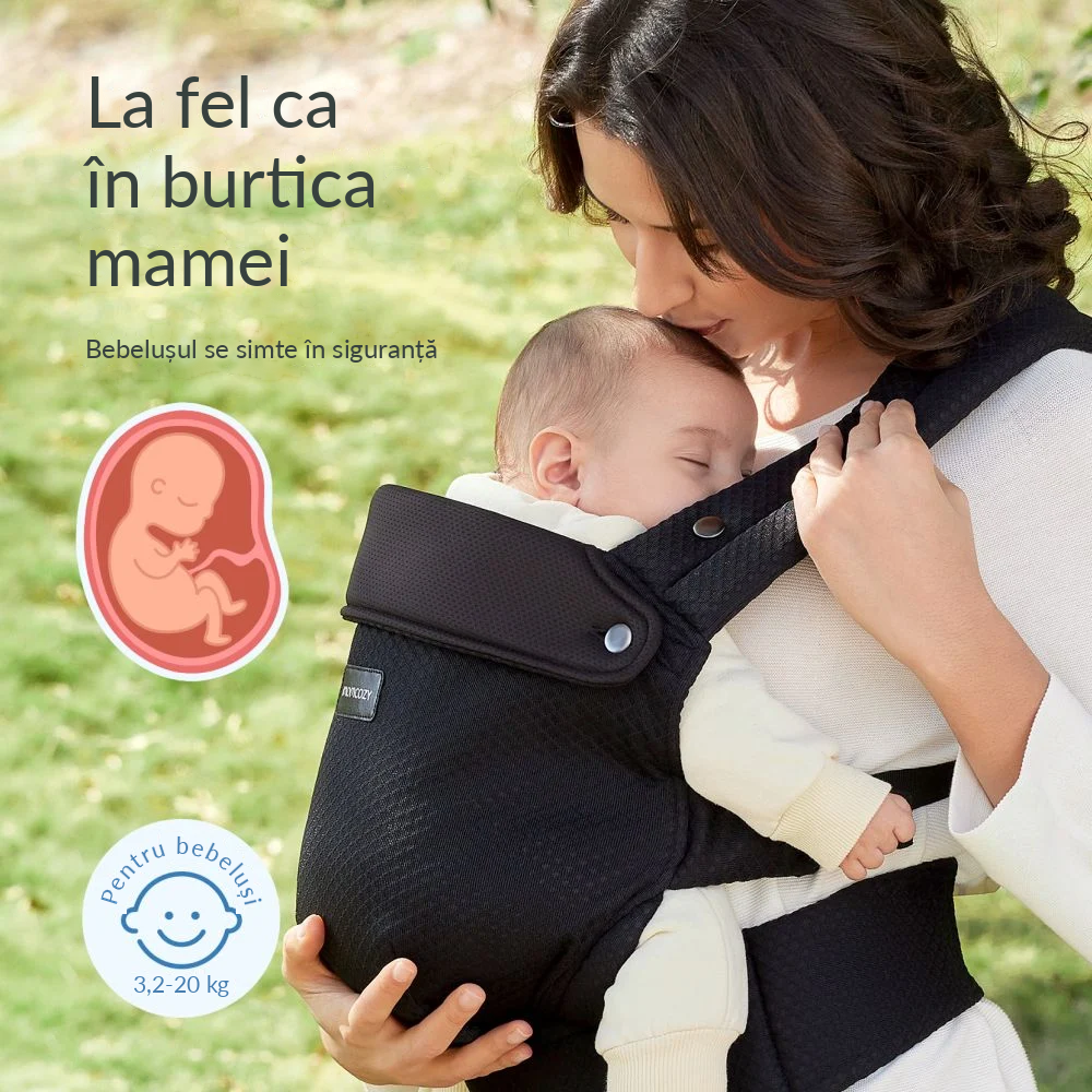 Marsupiu ergonomic Momcozy Air Mesh Black, 3 luni+ [9]