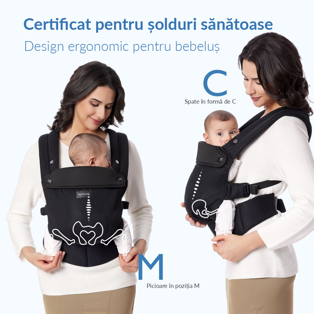 Marsupiu ergonomic Momcozy Air Mesh Black, 3 luni+ [7]