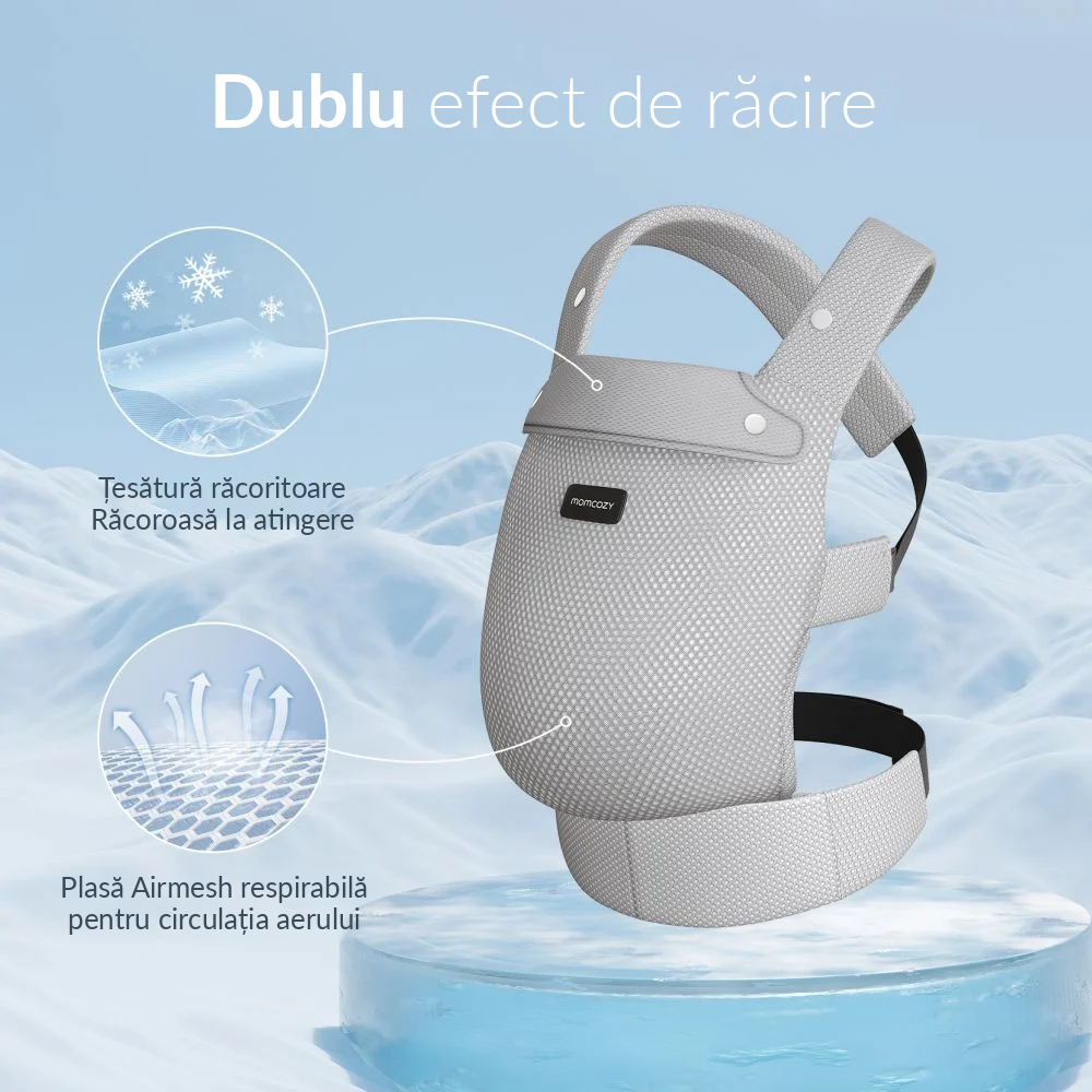 Marsupiu ergonomic Momcozy Air Mesh Grey, 3 luni+ [3]